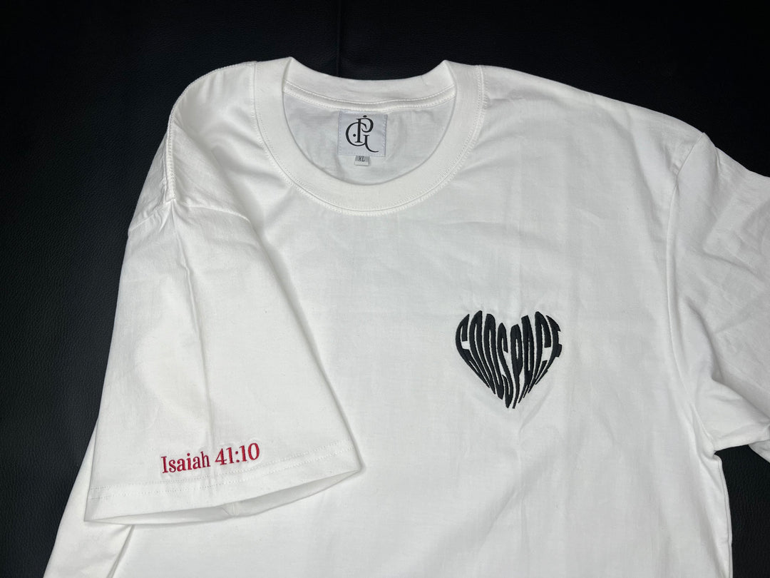 White Isaiah 41:10 Tee