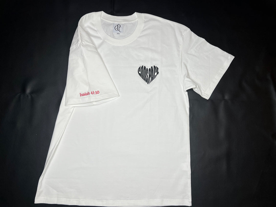 White Isaiah 41:10 Tee